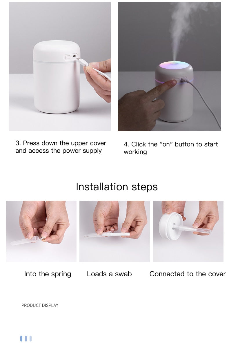 Portable H2O Ultrasonic Air Humidifier with Soothing Light
